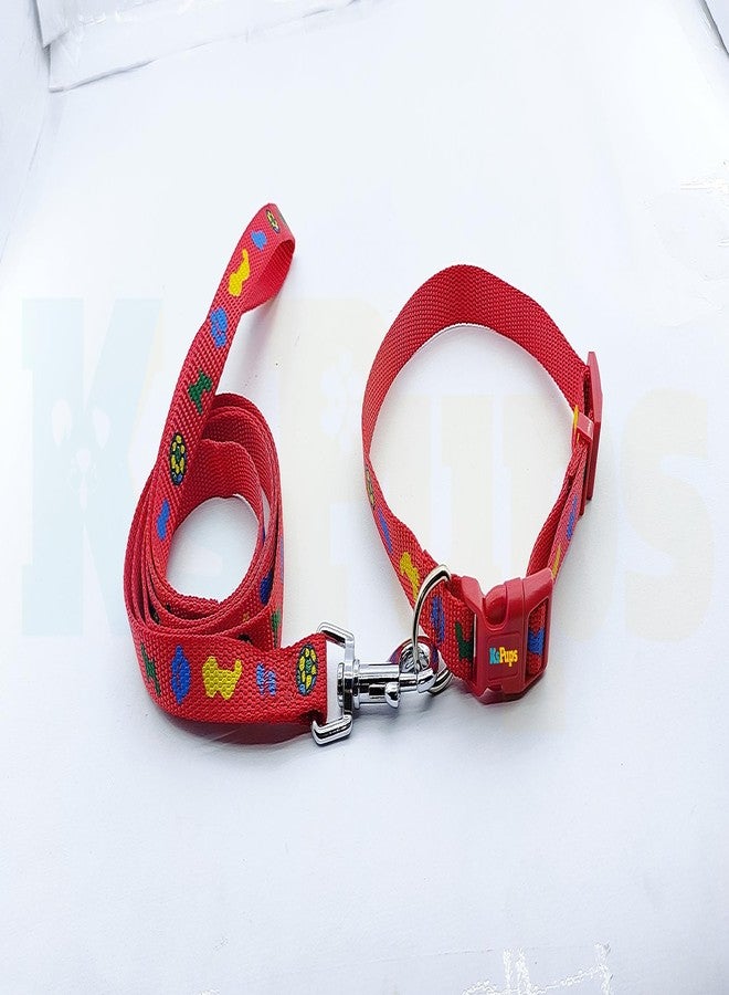 KsPups 15MM Soft Printed Dog Collar and Leash Set Puppy Printed, Adjustable Buckle Nylon Collar with Leash Ideal for Outdoor Walking Small and Medium Dogs (Red) - Image 4